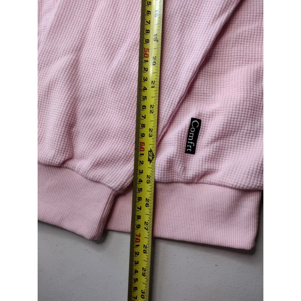 Comfrt Waffle Knit Sweatshirt Pink Crew Neck Oversized Pullover XL - Picture 4 of 6